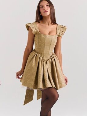 house of cb ivory a line mini dress House OF CB Kaia Square-Neck Mini Dress
